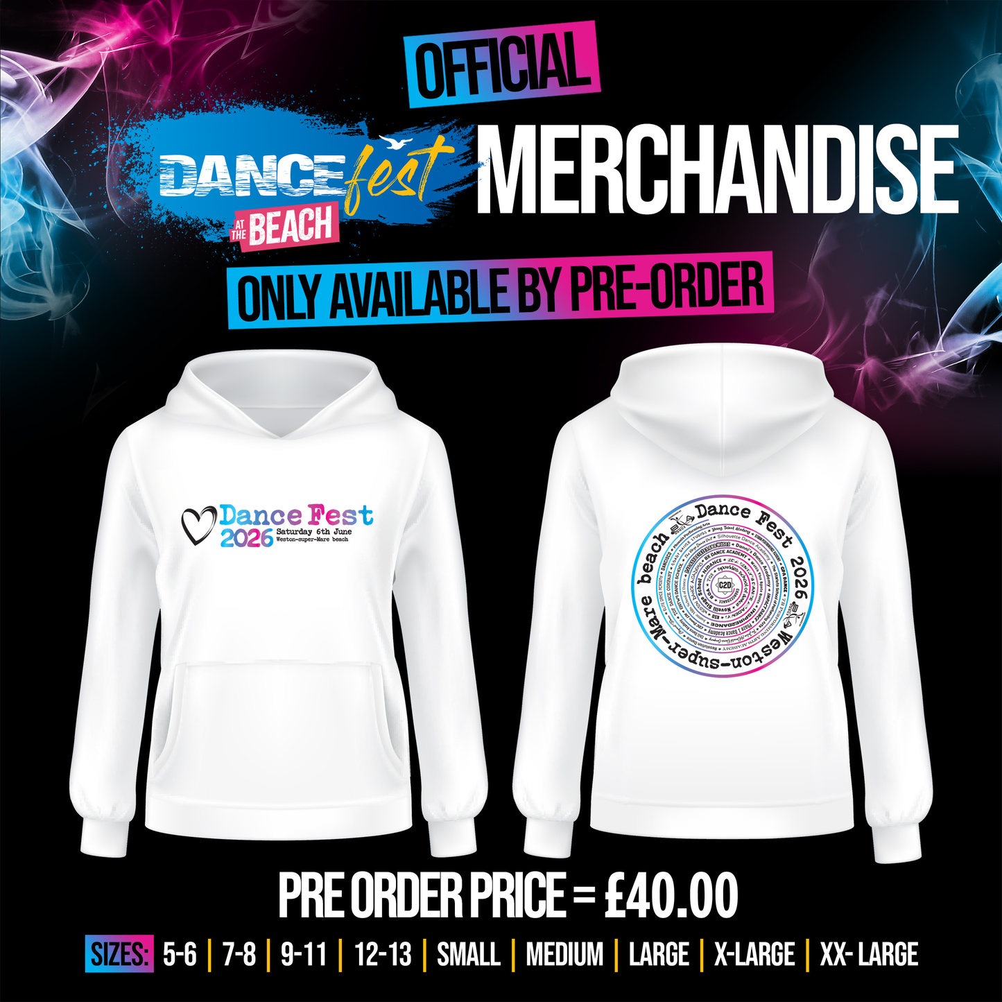 2. C2D 2026 - DANCE FEST OFFICIAL HOODY - PINK/BLUE (6th June)